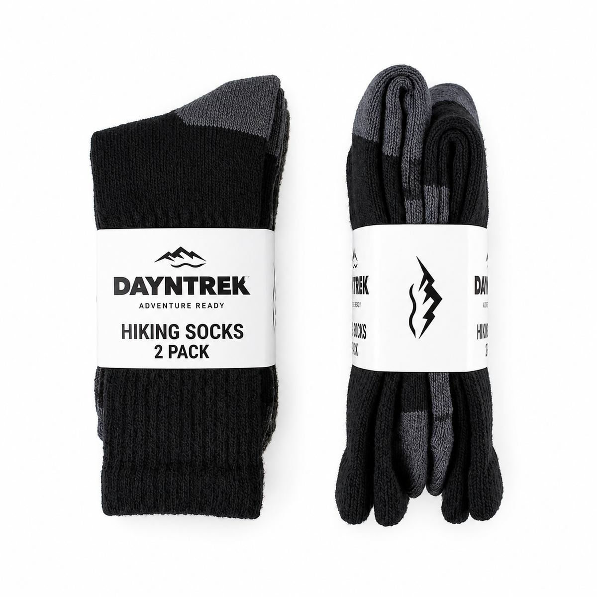 Adventure Wool Blend Mid Calf Socks - 2 Pack - Midnight Black
