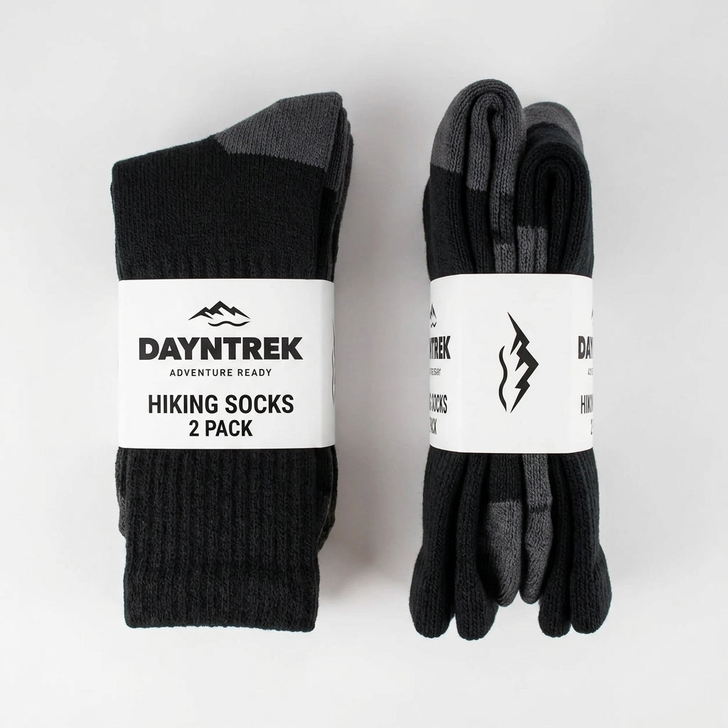 Adventure Wool Blend Mid Calf Socks - 2 Pack - Midnight Black